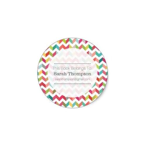 3.8cm Bookplate School Name Stickers Herringbone