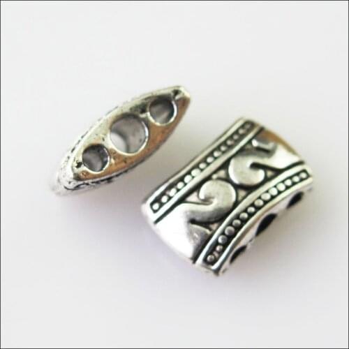 30 New 3Holes Bars Connectors Charms Tibetan Silver Tone Spacer Beads 7x11mm