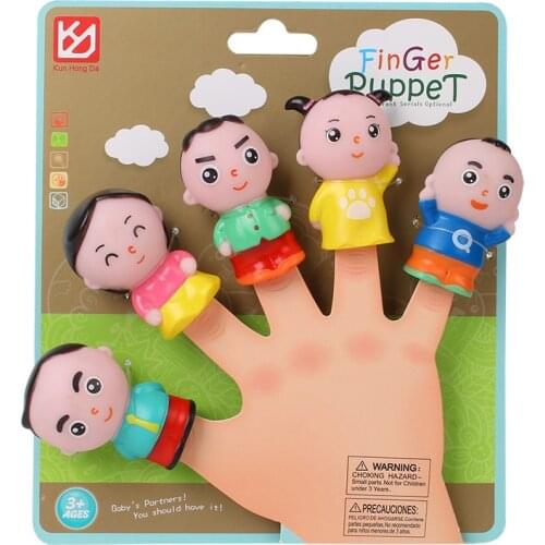 5PCS Cute Cartoon Biological Animal Family Finger Puppet Plush Toys Child Baby Favor Dolls Boys Girls PVC Finger Puppets