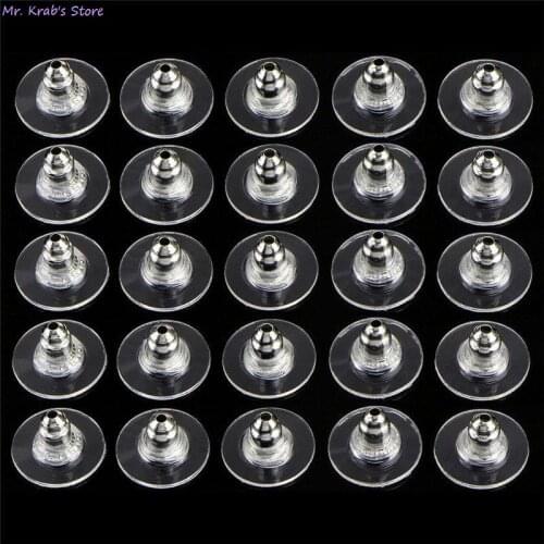60pcs/lot Rubber Earrings Silicone Barrel Bullet Plastic Earnuts Rubber Ear Plugging Stopper DIY Earring Back Earstud Findings