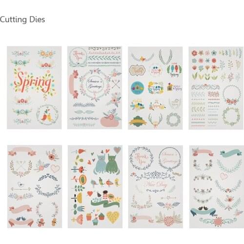 8Sheets/lot Spring Flower Transfer Printing Paper Stickers For Scrapbooking/ Happy Planner/ Card Making/Journaling Project