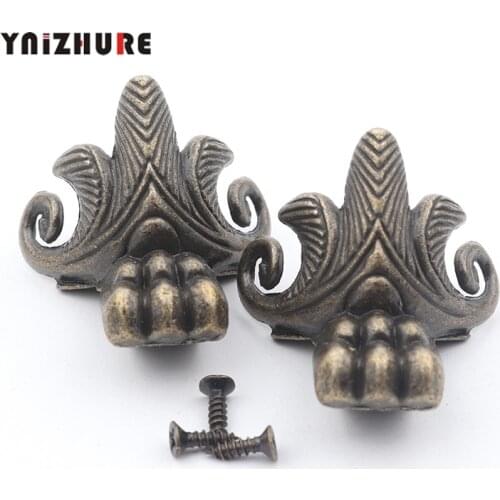 10pcs Antique corner 31*31mm Brass Leg Corner Protector Antique Jewelry Wood Box Feet Decorative Corners For Home Decorations