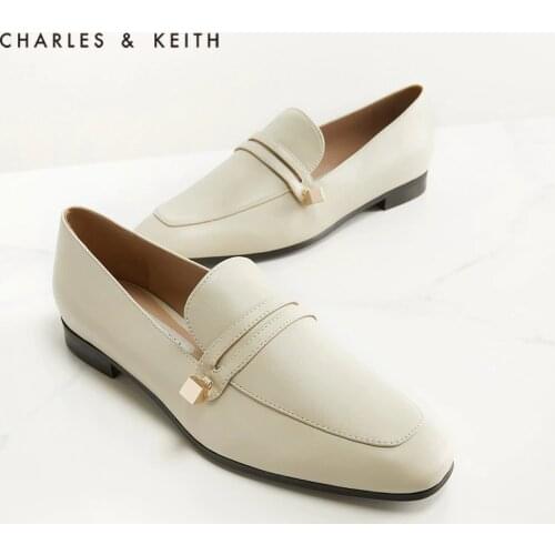 CHARLES＆KEITHNew Arrival for Spring2021SL1-71720057Womens Fashion Shoes Metallic Decorated Low Heel Loafers