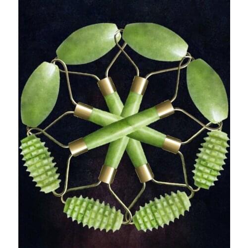 Double Natural Jade Facial Roller Slimming Faces Neck Push Jade Massager Tighten Skin Practical Beauty Device Face Care Tools