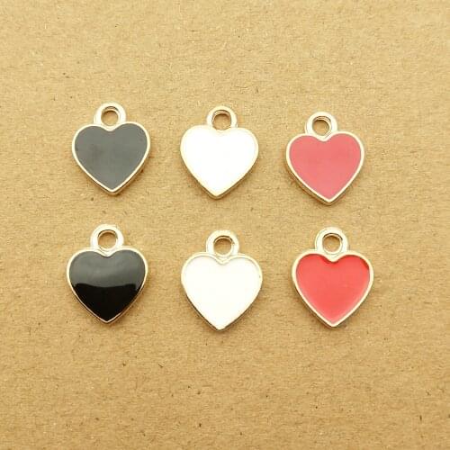 10pcs 10x12mm enamel heart charm for jewelry making bracelet charms DIY findings earring and necklace pendant