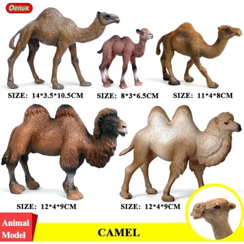 Oenux Original Wild Desert Camel Simulation Animal Kameel Camel Family Model Action Figures PVC Lifelike Educational Kids Toy