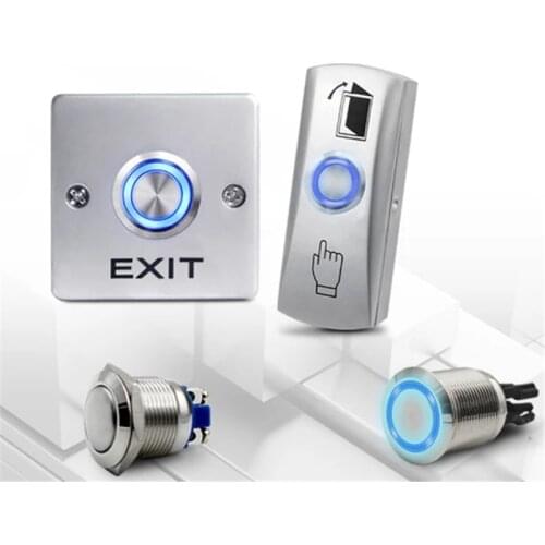 KINJOIN Metal Annular Push Button Switch Ring LED Light with NO COM Door Access Control System Exit Button Exit Switch