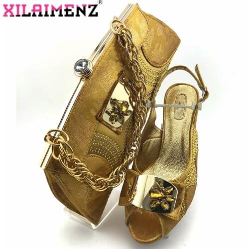 2020 Summer Classics Lady Shoes Matching Bag in Yellow Color Italian Women Sweet High Quality New Arrivals Shoes and Bag Set