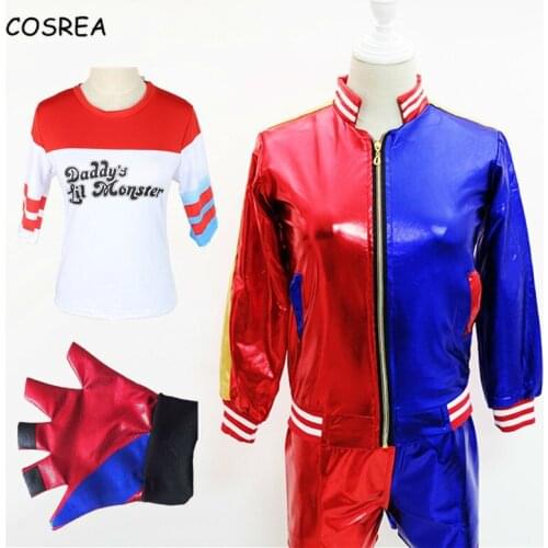 Movie Cosplay Costumes Synthetic Wigs Hair Adult Jacket T-shirt Shorts Joker For Women Girls