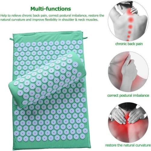 Acupressure Mat Yoga Mat Pillow Meditation Set Acupressure Relieve Stress Body Pain Fitness Exercise Mats Yoga Massager Cushion