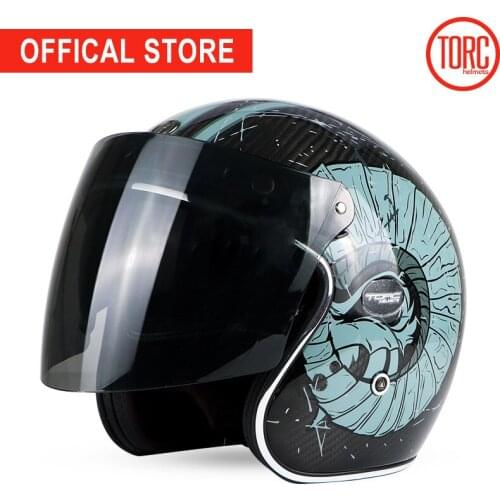 TORC carbon fiber motorcycle helmet FLIP UP VISOR motorbike motocross jet retro capacete inner visor moto ECE