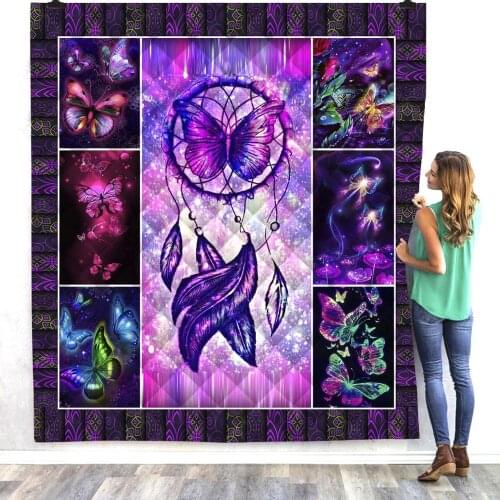 Cartoon Butterfly Dreamcatcher Hope Summer Quilt Blanket Mat 3D Printed Bed Sofa For Kids Adult Boy Girls Washable Gift