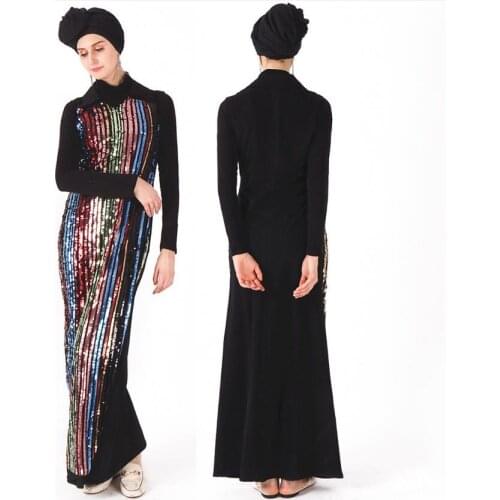 Islam Turkish Clothes Abayas Muslim Dress Dubai Embroidered Abaya Long Sleeve Muslimah Djallaba Sequined Lace Djellaba Marocaine