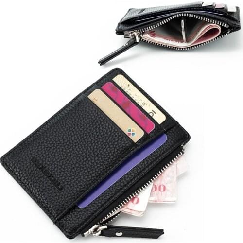 New Unisex wallet business card holder pu leather coin pocket bus card Organizer purse bag men women multi-color