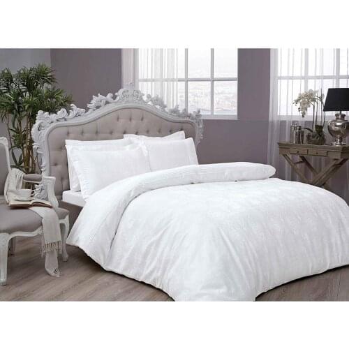 TAC Jakar Diana Beyaz Bed Linen, 100% Cotton from Turkey, Double Set,, 6 Piece Bed Linen