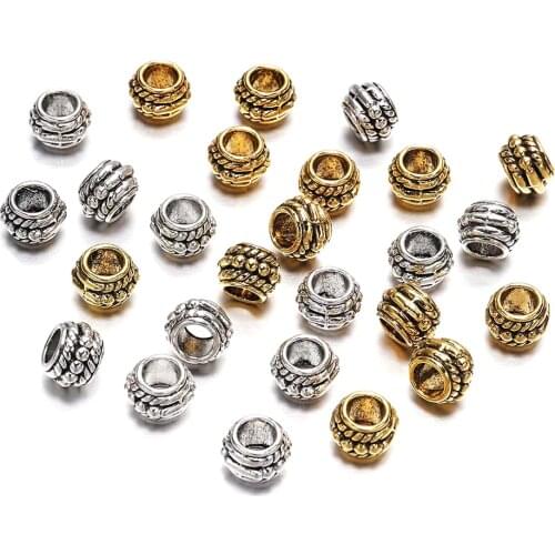 30Pcs/Lot 8mm Gold Color Antique Plated Loose Spacer Bead Vintage Bracelet Beads for DIY Jewelry Making Findings Supplies