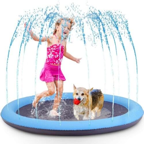 1.5/1.7M Pet Sprinkler Pad Summer Dog Play Cooling Mat Swimming Pool Water Spray Splash Mat Outdoor Garden Fountain Cool Toy