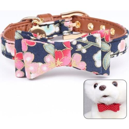 Legendog Adjustable Pet Dog Collar Floral Printed Cute Bow Dog Collar Necklace For Small Dog Pet Clothing Accessories Supplies