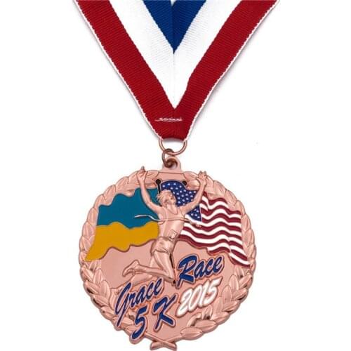 Sports Medal custom cheap hard enamel medals hot sales custom made metal 3D medal with ribbons