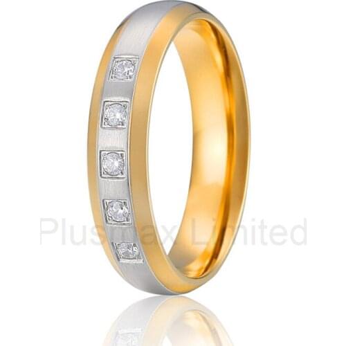 Anel superb value and service titanium steel jewelry factory gold color promise wedding rings for women