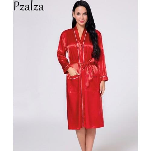 Spring Summe Long Silk Robe Plus Size xxxl Robe For Women Ladies Bathing Sleepwear Robe White Red Purple Pink Femme Nightgown