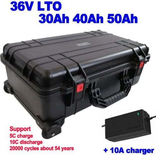Waterproof LTO 36v 30ah 40ah 50ah lithium titanate Battery Pack 20000 cycles for Solar street light off-grid power + 10A charger