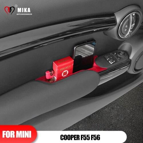 Car Door Handle Storage Box For Mini Cooper F55 F56 Interior Phone Holder Seat Case ABS Flocking Flannel Styling Accessories