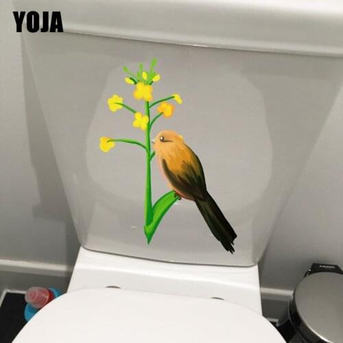 YOJA 18.6X24CM Cute Green Rapeseed Bird Wall Stickers For Kids Rooms Funny Toilet WC Decor T1-1360