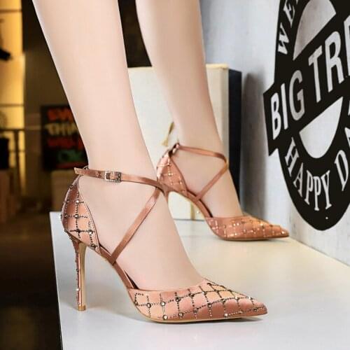 2020 Women 7cm High Heels Blue Green Pumps Plus Size 10.5 Lady Pointed Toe Wedding Bridal Shoes Low Heels Scarpins Yellow Pumps