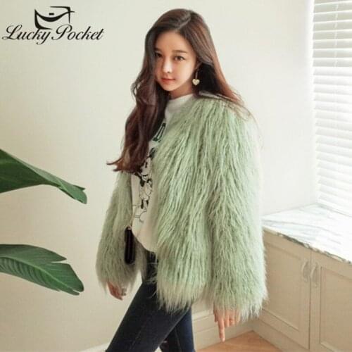 Women Winter Steet Style Fashion Warm Short Plus size Mint Green Fur Coat Female New Luxurious Slim Solid Color Plush Coat ZY46