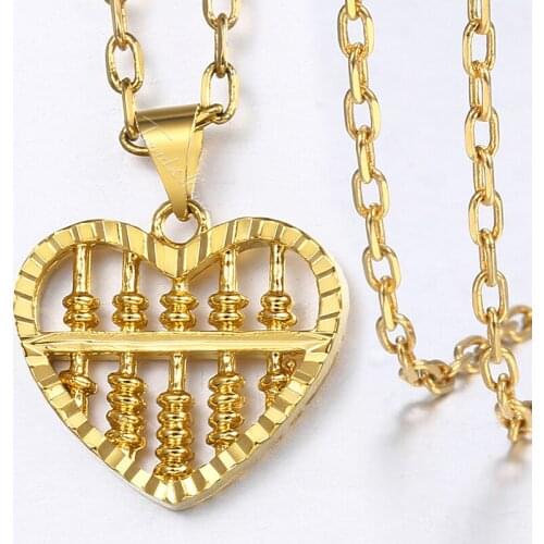Womens Gold Pendant Necklaces Heart Abacus Carved Swirl Pendant Necklace Fashion Woman Jewelry 2018 Gifts For Women HGP305