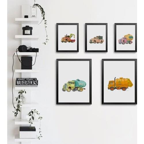 07G Simple Cartoon Work Car A4 A3 A2 Canvas Painting Art Print Picture Poster Wall Childrens Bedroom Room Home Decoration Mural