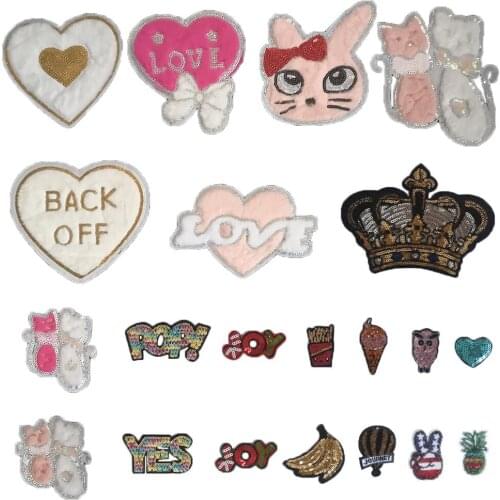 Letters colorful decoration gold sequin embroidery jeans jacket DIY clothing can be sewn supplies accessories 1PCS for sale