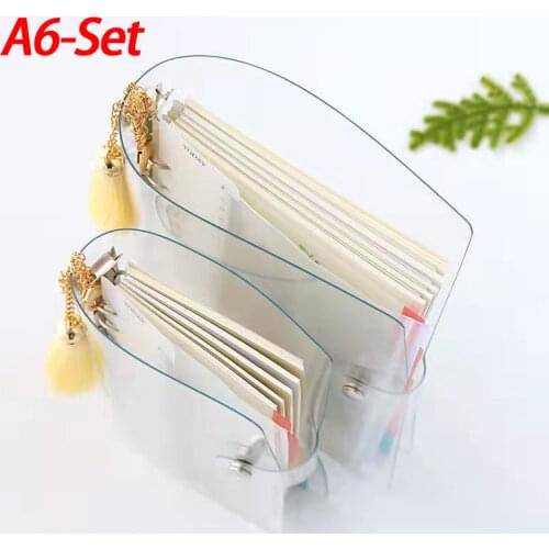 10pcs A6 Set File Folder Loose Leaf Clear Binder With 1pc A6 Soft PVC Transparent Notebook Cover Accessories Storage & Organizer