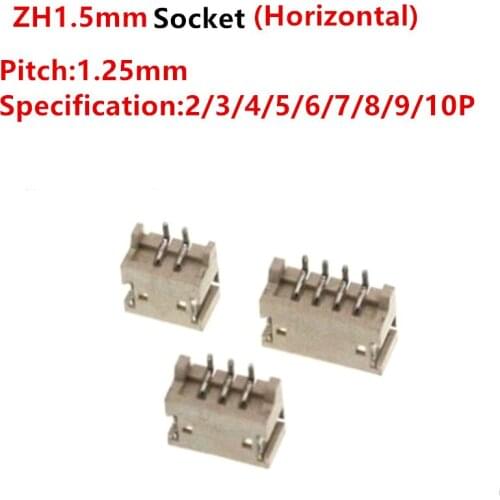 10pcs ZH1.5MM Connector Socket Pin Header Horizontal Housing Terminal 2/3/4/5/6/7/8/9/10P Pin Connector