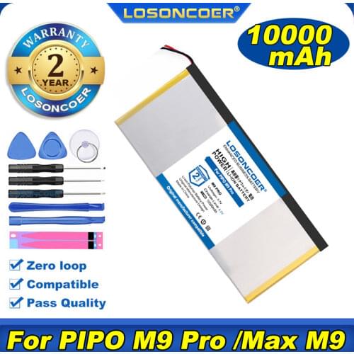 100% Original LOSONCOER 10000mAh Battery For PIPO M9 Pro 3G / PIPO Max M9 Quad Core Tablet Pc