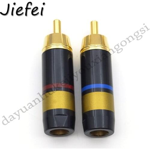 100pcs lot Gold Plated RCA Male Plug Connector soldering Selling