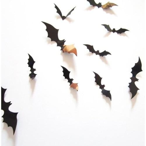12pcs Three-dimensional Bat Wall Sticker Halloween Decoration