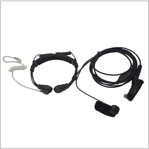 2-Wire Medium-duty Throat Mic Surveillance kit w/ translucent Tube & Finger PTT for APX7000,XPR6500,XIR P8200,MTP6550,DP4801