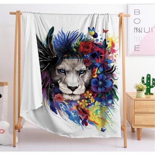 2020 King Lion animal Custom blankets Large and small size throw blanket tapestry sleeping blanket flannel blanket bedding