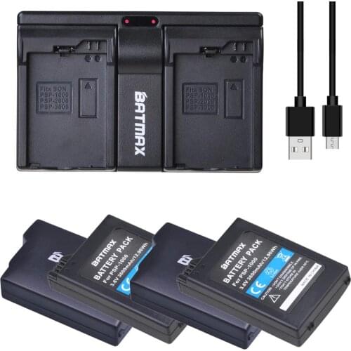 4x 3.6V 3600mAh Battery + USB Dual Charger for Sony PSP 1000 PSP-110 Console