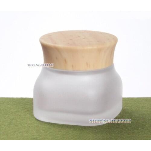 50g/ml White colour jar wood cap Frosted empty cosmetic cream jar bottle cream cosmetics Bottle glass 50pcs/lot