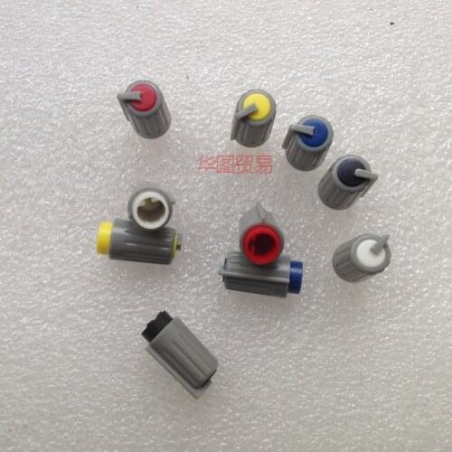 50pcs Rotary Potentiometer Bulge Knob Cap D Hole / Mixer 270 Degree Knob Red Yellow Blue Black White