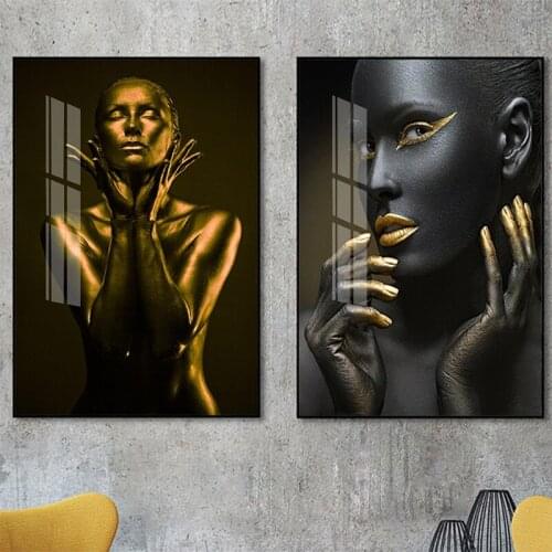 5D Diy Diamond Painting Black Gold Nude African Art Woman Full Drill Diamond Embroidery Art Picture of Rhinestones Home Decor