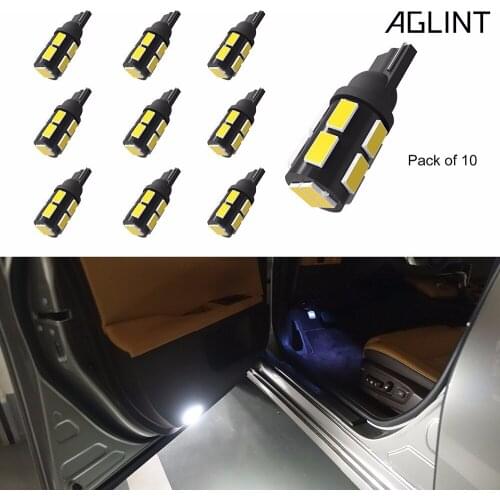 AGLINT 10PCS Auto Replacement LED Bulbs T10 194 5W5 501 LED For Car Parking Light License Plate Light Clearance Light White 12V