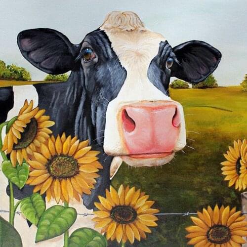 Diamond Painting Cow flower 5d Diy Diamond Embroidery Mosaic Handmade Kits Animal Pattern Home Decor