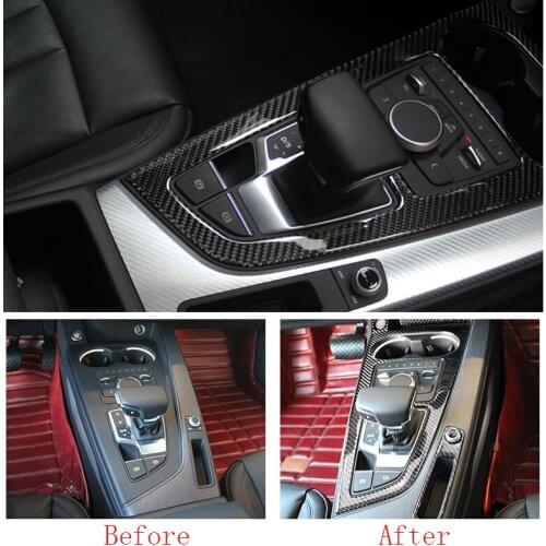 Car accessories 100% Carbon Fiber Frame Gear Shift Buttons Panel Cover Trim For Audi A4 B9 17-18 & A5 2018
