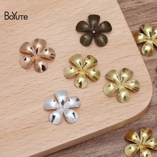 BoYuTe Diy Jewelry Accessories 100Pcs 15MM Filigree Brass Flower Charms Wholesale