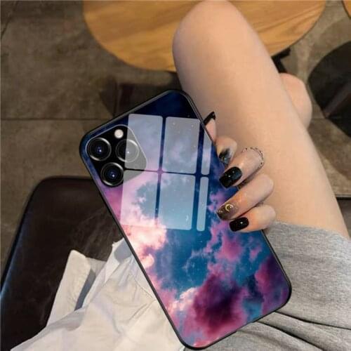 Moon & Clouds Phone Case Glass Phone Case For iphone 12 11 Pro Max XS XR X 8 7 Plus SE2 Case