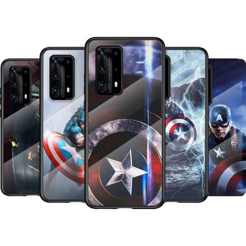 Tempered Glass Cover Art Logo Captain Marvel For Huawei P40 P30 P20 P10 Pro Plus Lite 5G 2019 Phone Case